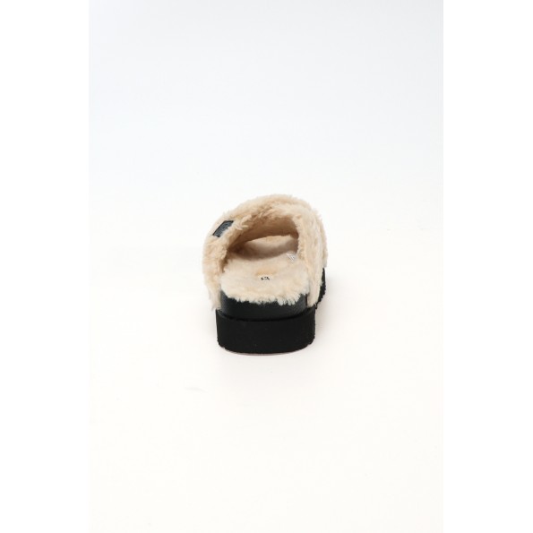 Γυναικείες παντόφλες slides UGG 1120860 W FUZZ SUGAR CROSS SLIDE εκρού Γυναικεία