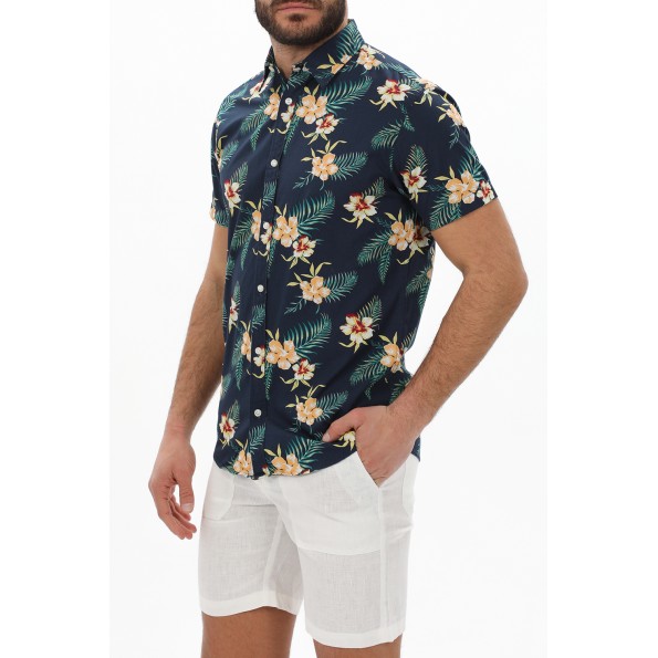 Ανδρικό πουκάμισο JACK & JONES 12220474 JJBECS μπλε floral Ανδρικά