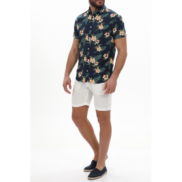 Ανδρικό πουκάμισο JACK & JONES 12220474 JJBECS μπλε floral Ανδρικά