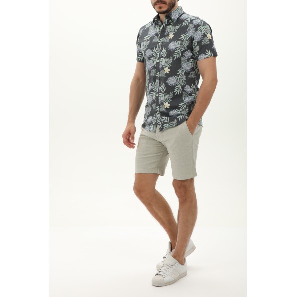 Ανδρικό πουκάμισο JACK & JONES 12220474 JJBECS μαύρο floral Ανδρικά