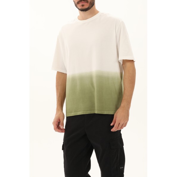 Ανδρικό boxy t-shirt GABBA 10249 Spirit Print Boxy SS Tee λευκό πράσινο Ανδρικά