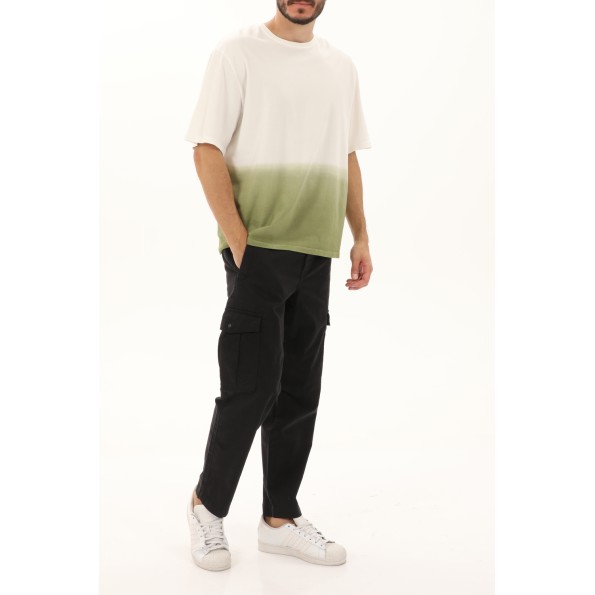 Ανδρικό boxy t-shirt GABBA 10249 Spirit Print Boxy SS Tee λευκό πράσινο Ανδρικά