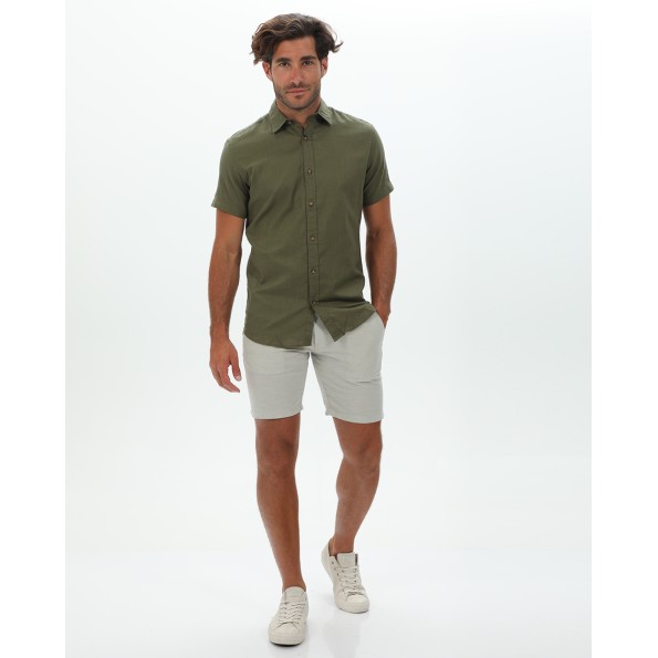 Ανδρικό πουκάμισο JACK & JONES 12220479 JJSLUB SHIRT S/S χακί Ανδρικά