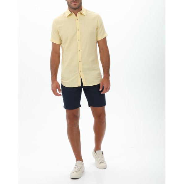 Ανδρικό πουκάμισο JACK & JONES 12220479 JJSLUB SHIRT S/S κίτρινο Ανδρικά