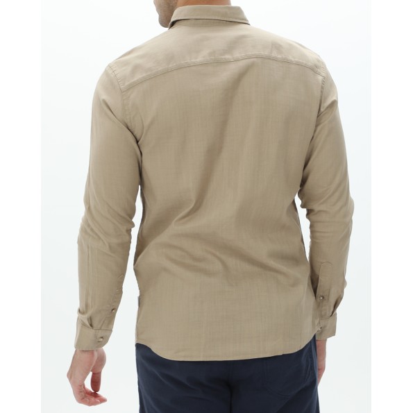 Ανδρικό πουκάμισο JACK & JONES 12220481 JJSLUB SHIRT LS μπεζ Ανδρικά