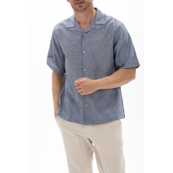Ανδρικό resort πουκάμισο JACK & JONES 12227681 JPRBLUSUMMER LINEN μπλε Ανδρικά