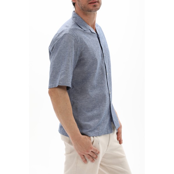Ανδρικό resort πουκάμισο JACK & JONES 12227681 JPRBLUSUMMER LINEN μπλε Ανδρικά