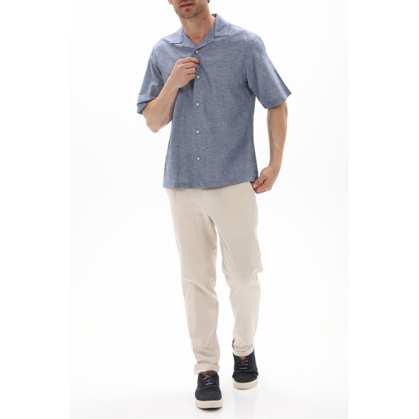 Ανδρικό resort πουκάμισο JACK & JONES 12227681 JPRBLUSUMMER LINEN μπλε Ανδρικά