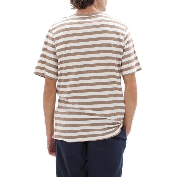 Ανδρική κοντομάνικη μπλούζα JACK & JONES 12229383 JORCRAYON STRIPE λευκό καφέ ριγέ Ανδρικά