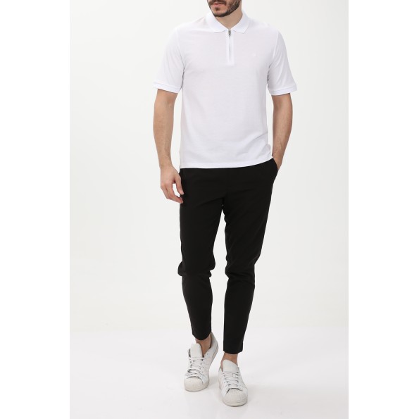 Ανδρική polo μπλούζα JACK & JONES 12236235 JPRBLASCOTT ZIP λευκή Ανδρικά