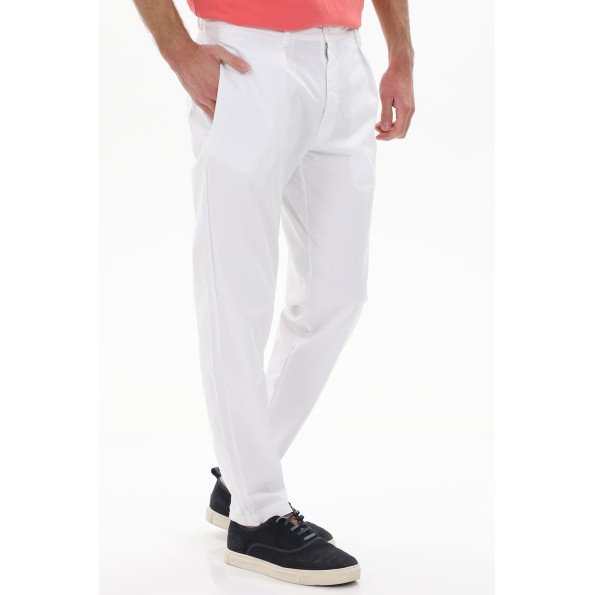 Ανδρικό casual παντελόνι CROSSLEY CILLER λευκό Ανδρικά