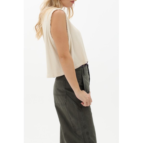 Γυναικεία cropped μπλούζα CROSSLEY CRIPEM εκρού Γυναικεία