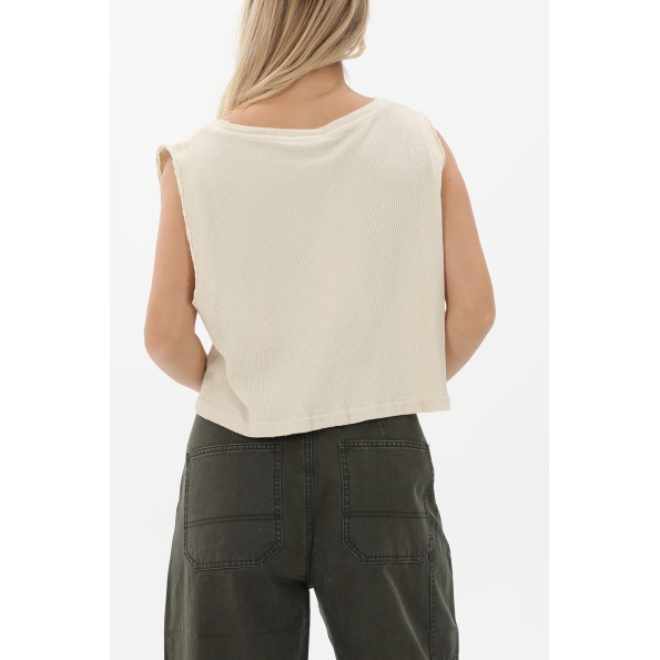Γυναικεία cropped μπλούζα CROSSLEY CRIPEM εκρού Γυναικεία