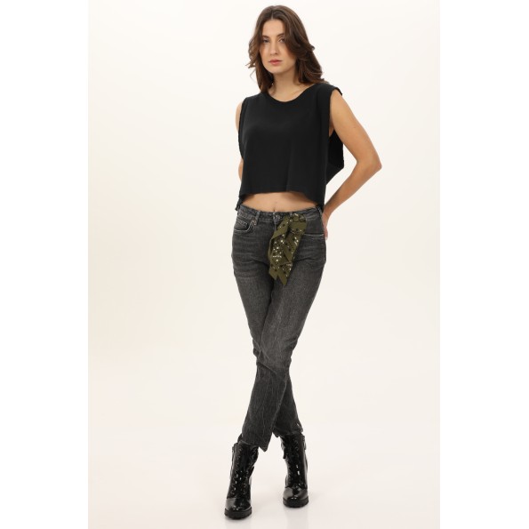 Γυναικείο cropped top CROSSLEY CRIPEM μαύρο Γυναικεία