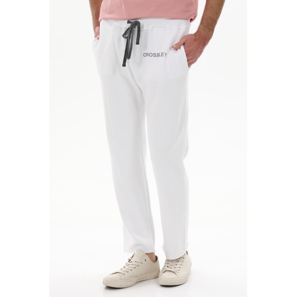 Ανδρικό παντελόνι φόρμας CROSSLEY ET1 MAN TERRY λευκό Ανδρικά