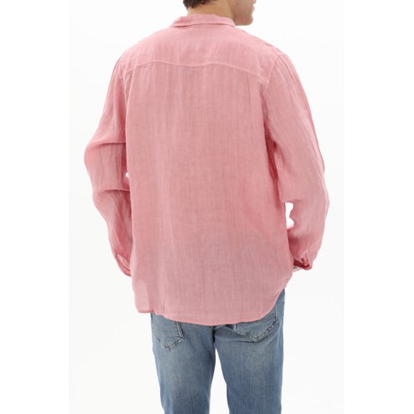 Ανδρικό λινό πουκάμισο CROSSLEY JIOCHWP MAN LS WITHOUT POCKET ροζ Ανδρικά