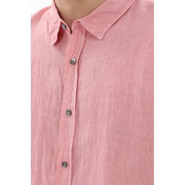 Ανδρικό λινό πουκάμισο CROSSLEY JIOCHWP MAN LS WITHOUT POCKET ροζ Ανδρικά