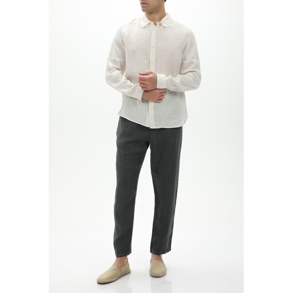 Ανδρικό λινό πουκάμισο CROSSLEY JIOCHWP εκρού Ανδρικά