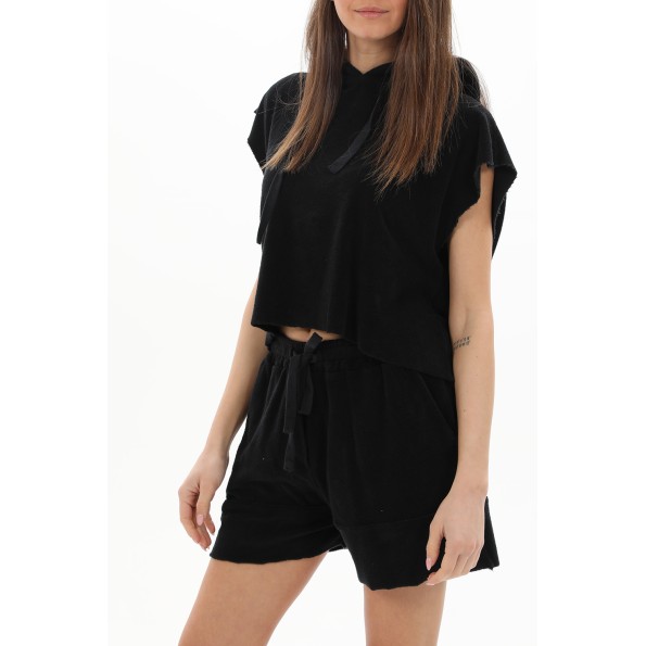 Γυναικεία μπλούζα CROSSLEY SCALLIT WOMAN WS TERRY SWEAT WITH HOOD μαύρη Γυναικεία