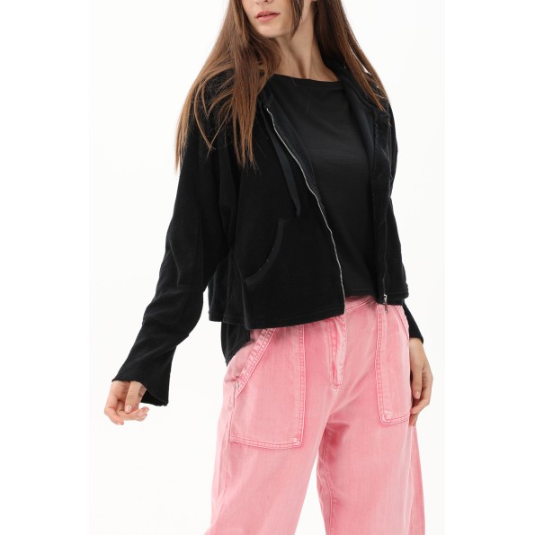 Γυναικεία φούτερ ζακέτα CROSSLEY SPEN TERRY μαύρη Γυναικεία