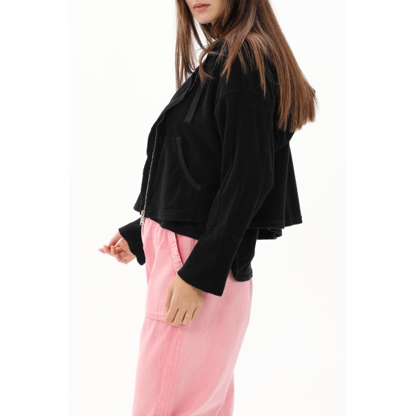 Γυναικεία φούτερ ζακέτα CROSSLEY SPEN TERRY μαύρη Γυναικεία