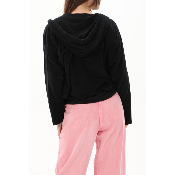 Γυναικεία φούτερ ζακέτα CROSSLEY SPEN TERRY μαύρη Γυναικεία