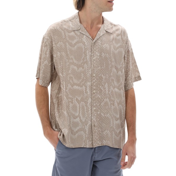 Ανδρικό resort πουκάμισο JACK & JONES 12228020 JCOUNNATURAL REGGIE RESORT καφέ λευκό snakeskin Ανδρικά