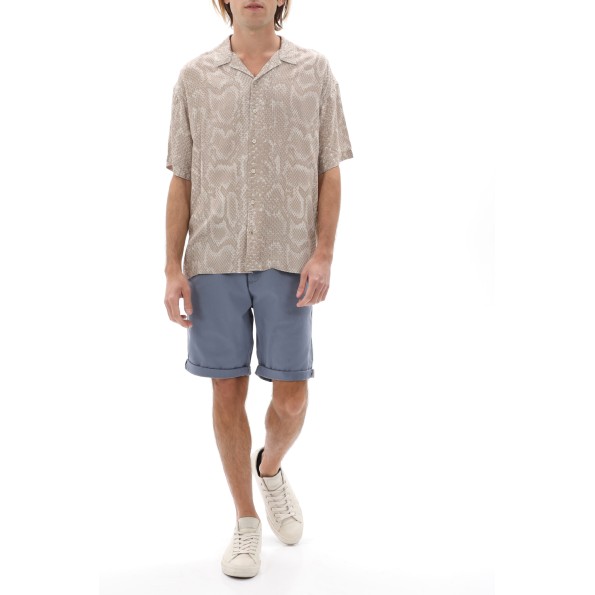 Ανδρικό resort πουκάμισο JACK & JONES 12228020 JCOUNNATURAL REGGIE RESORT καφέ λευκό snakeskin Ανδρικά
