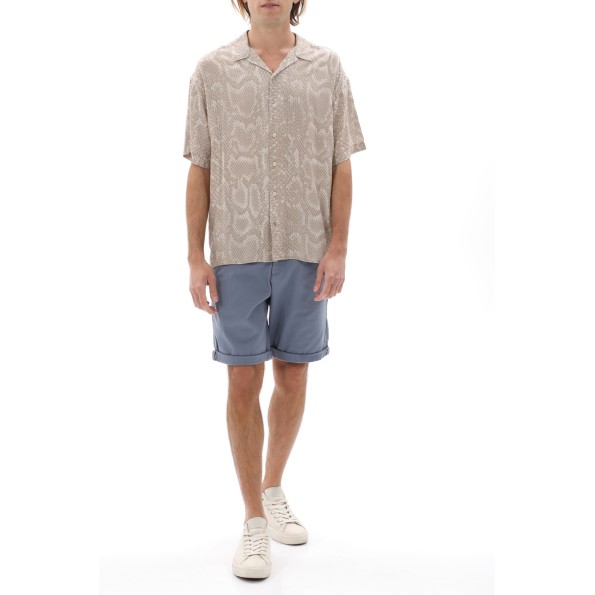 Ανδρικό resort πουκάμισο JACK & JONES 12228020 JCOUNNATURAL REGGIE RESORT καφέ λευκό snakeskin Ανδρικά