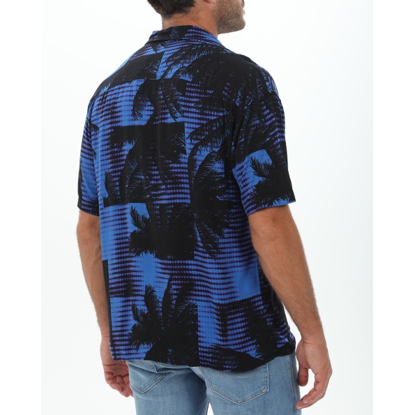 Ανδρικό resort πουκάμισο JACK & JONES 12228020 JCOUNNATURAL REGGIE RESORT μπλε Ανδρικά