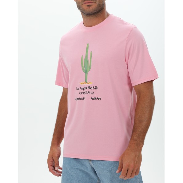Ανδρικό t-shirt JACK & JONES 12230754 JORGROCERY TEE SS CREW NECK ροζ Ανδρικά
