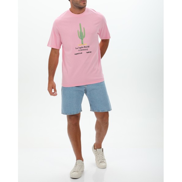 Ανδρικό t-shirt JACK & JONES 12230754 JORGROCERY TEE SS CREW NECK ροζ Ανδρικά