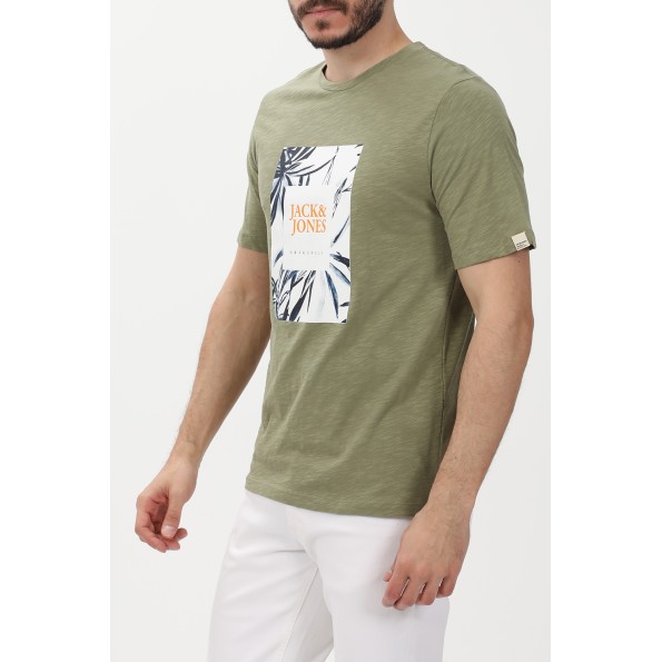 Ανδρικό t-shirt JACK & JONES 12228774 JORCRAYON BRANDING χακί Ανδρικά