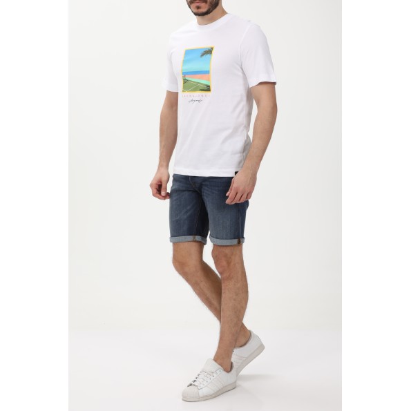 Ανδρικό t-shirt JACK & JONES 12235226 JORTULUM LANDSCAPE λευκό Ανδρικά