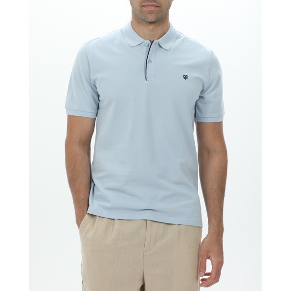 Ανδρική polo μπλούζα JACK & JONES 12237839 JPRBLASAINZ SS POLO γαλάζια Ανδρικά