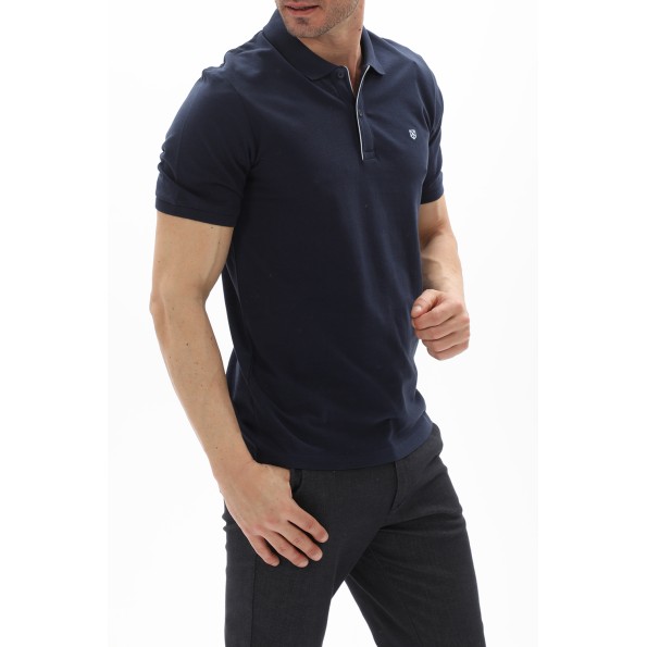Ανδρική polo μπλούζα JACK & JONES 12237839 JPRBLASAINZ μπλε Ανδρικά