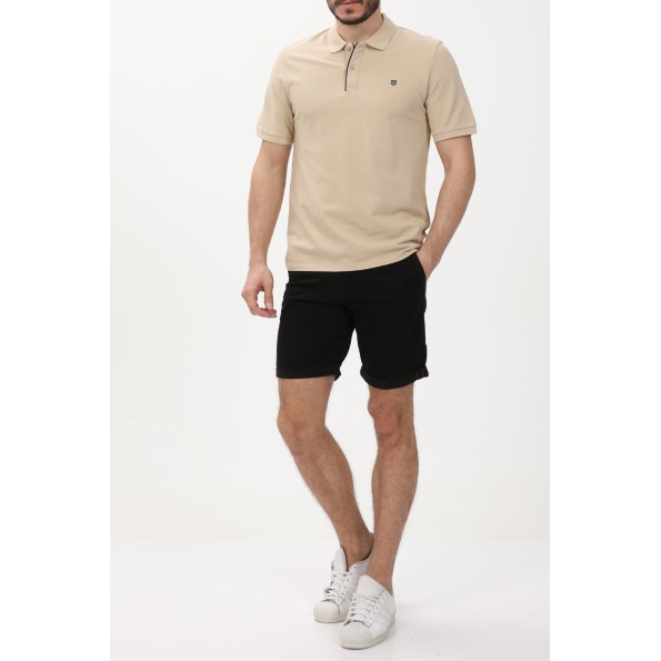 Ανδρική polo μπλούζα JACK & JONES 12237839 JPRBLASAINZ μπεζ Ανδρικά