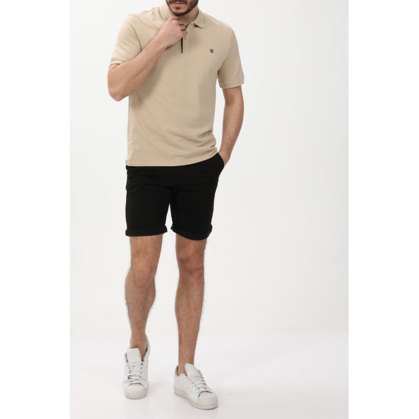 Ανδρική polo μπλούζα JACK & JONES 12237839 JPRBLASAINZ μπεζ Ανδρικά