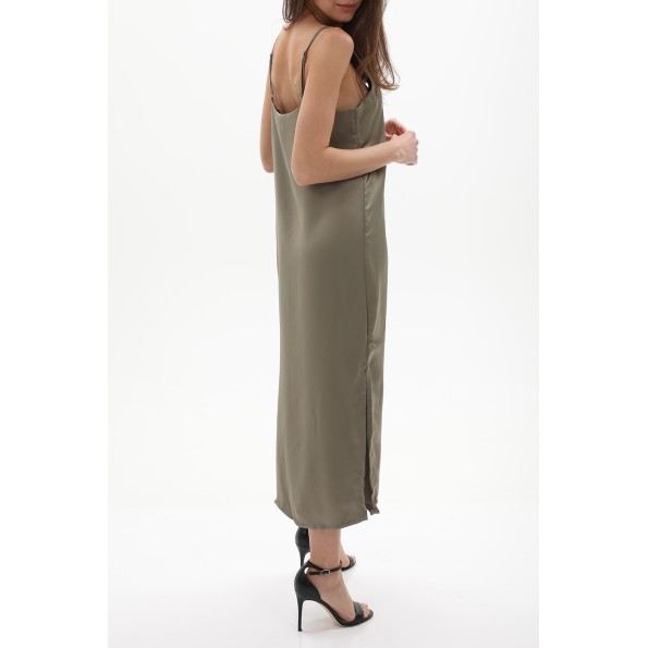 Γυναικείο σατέν midi slip dress JJXX 12200167 JXCLEO SATIN χακί Γυναικεία