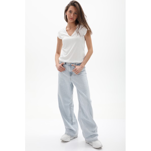 Γυναικείο jean παντελόνι JJXX 12248130 JXTOKYO WIDE HW JEANS R6084 DN μπλε Γυναικεία