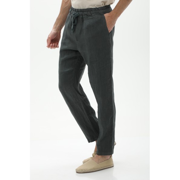 Ανδρικό λινό παντελόνι CROSSLEY BENAS γκρι Ανδρικά