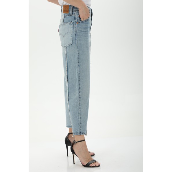 Γυναικείο cropped jean παντελόνι LEVIS A74630000 RECRAFTED BAGGY CROP MED μπλε Γυναικεία