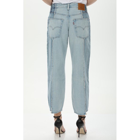 Γυναικείο cropped jean παντελόνι LEVIS A74630000 RECRAFTED BAGGY CROP MED μπλε Γυναικεία