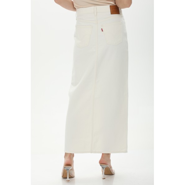Γυναικεία μακριά jean φούστα LEVIS  A75120002 ANKLE COLUMN SKIRT NEUTRALS λευκή Γυναικεία
