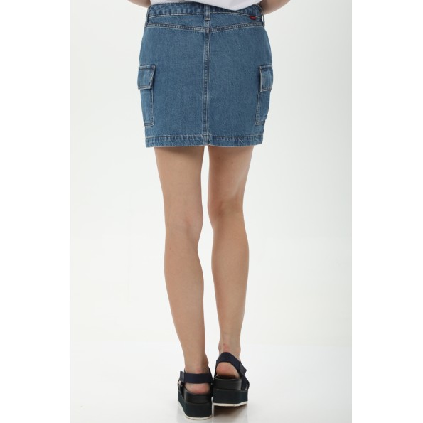 Γυναικεία jean mini φούστα LEVIS A75200000 MINI CARGO SKIRT MED μπλε Γυναικεία