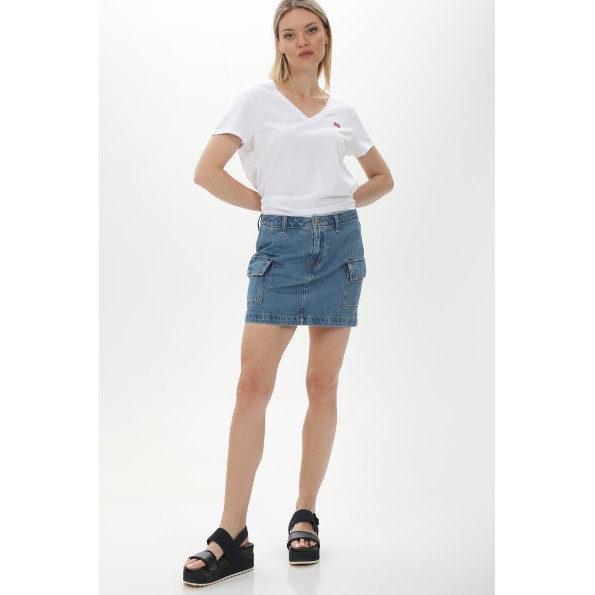 Γυναικεία jean mini φούστα LEVIS A75200000 MINI CARGO SKIRT MED μπλε Γυναικεία