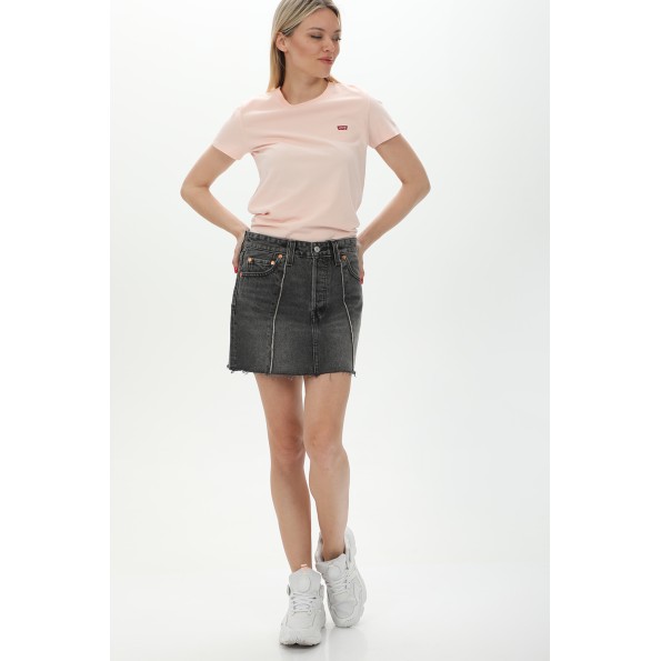 Γυναικεία jean mini φούστα LEVIS A75220001 RECRAFTED ICON SKIRT BLACKS μαύρη Γυναικεία